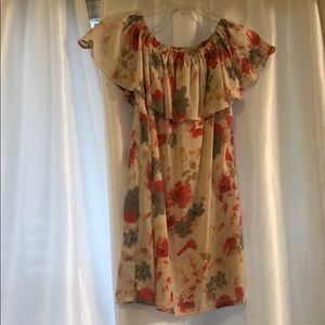 white off the shoulder floral dress